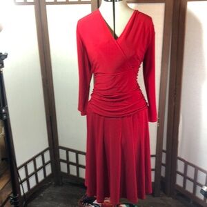 NWT Rekucci Women's 3/4 Sleeve /Crossover Tummy Control Dress/Red 18W